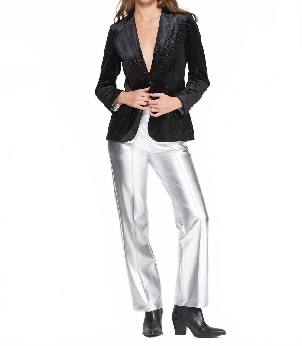 NEW VILAGALLO plata stretch high-rise pant in metallic silver